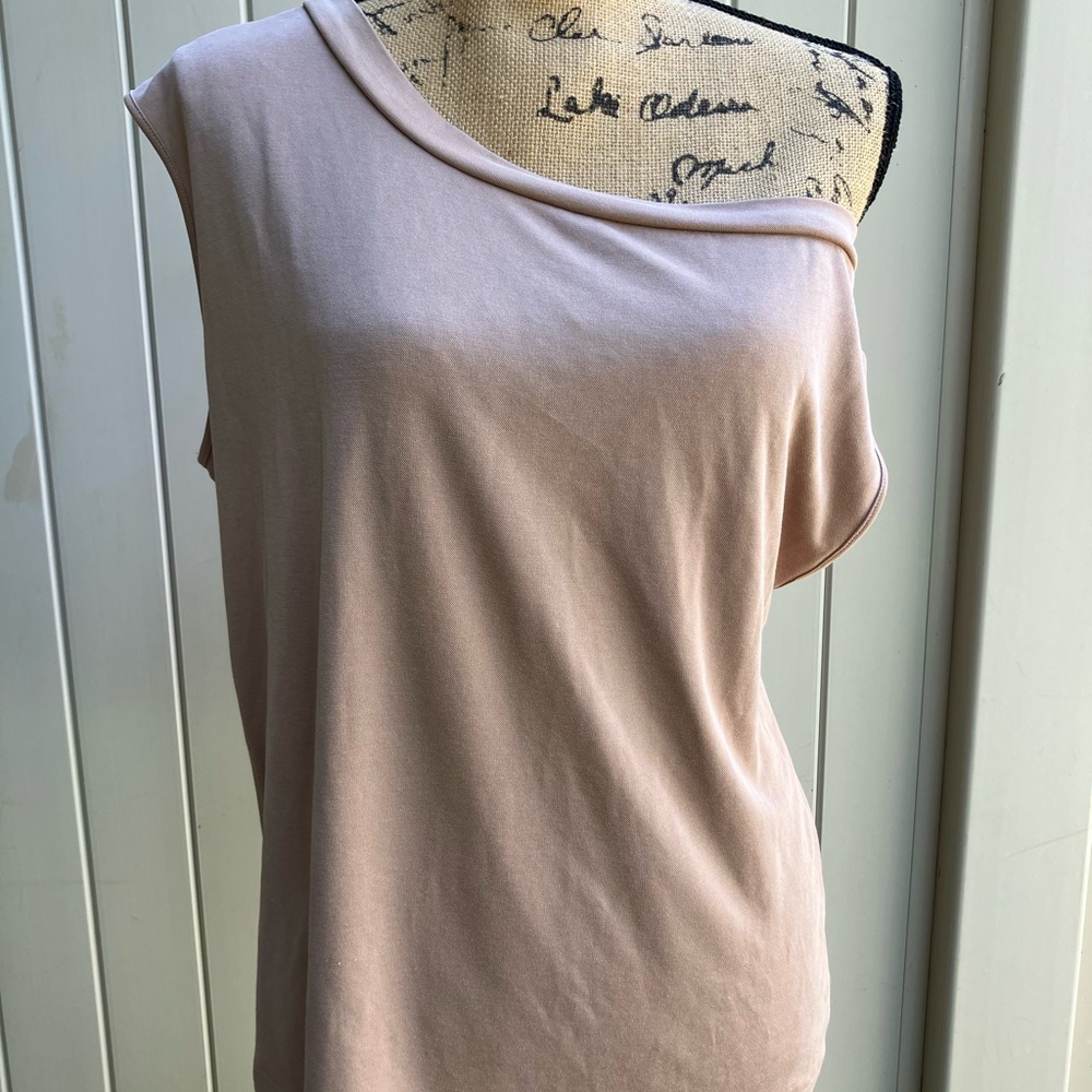 Elan slouchy off shoulder tank tee beige medium